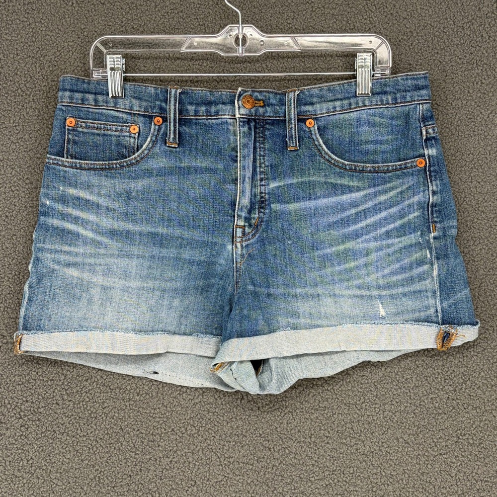 Madewell Denim High Rise Cuffed Shorts Medium Wash Blue Size 30